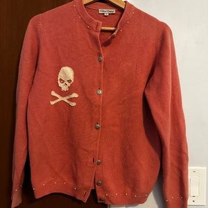 UEC Deborah Lindquist Eco Pink Cashmere Beaded Trim Sweater / Cardigan - Medium